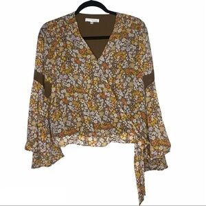 June & Hudson cropped tie front floral top